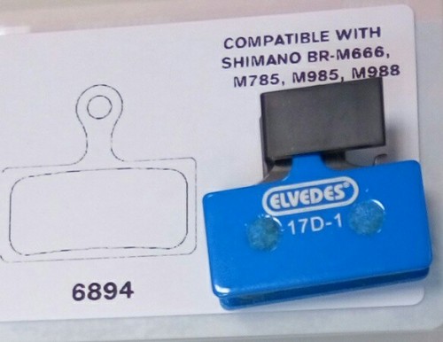 Колодки диск торм G02 Shimano BR-M666,М785,М985,М988,R785,RS785. Пара, органические. Elvedes
