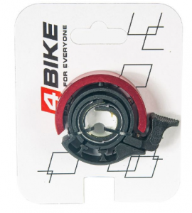 Велозвонок 4BIKE  ''Кольцо'' алюминий+плаcтик, D-46мм, красный