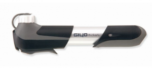 Насос для велосипеда Giyo GP-04C компактный алюминиевый 5,5 атм/80psi, Т-образная ручка, клапан clever valve, AV/FV, серебристо-черный
