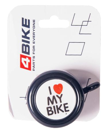 Велозвонок 4BIKE BB3202-Blk алюминий+пластик, D-54мм, черный