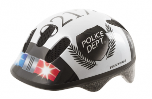 Шлем “Ventura” для детей, размер 52-57, дизайн “POLICE” white/black.