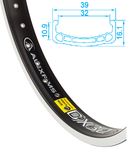 Обод 24" AlexRims DX-32 двойной черн. 36 спиц,