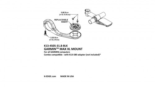 Крепление K-EDGE Garmin Max XL Mount 31,8mm