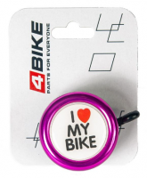 Велозвонок 4BIKE алюминий+пластик, D-54мм, розовый