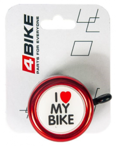 Велозвонок 4BIKE алюминий+пластик, D-54мм, красный